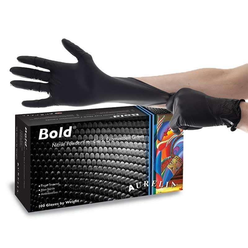 Aurelia Bold Disposable Black Nitrile Gloves image 0
