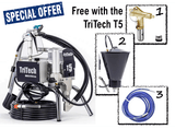 TriTech T5 Airless Paint Sprayer - 110v, Carry + Hopper + Fine Finish Kit image