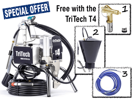 TriTech T4 Airless Paint Sprayer - 110v, Carry + Hopper + Fine Finish Kit image