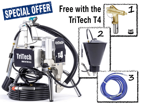 TriTech T4 Airless Paint Sprayer - 220v/240v, Carry + Hopper + Fine Finish Kit image